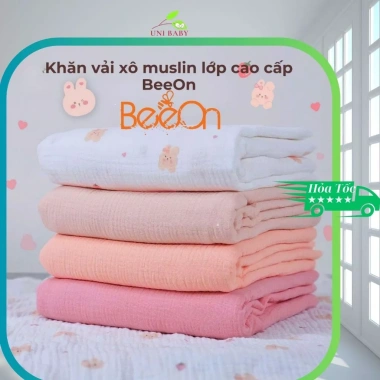 Khăn tắm muslin 2 lớp sợi tre BeeOn mềm mại cho bé sơ sinh, quấn và làm chăn 80x80 cm Uni Baby