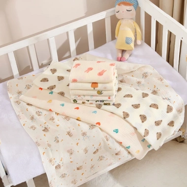 Khăn tắm muslin 2 lớp sợi tre BeeOn mềm mại cho bé sơ sinh, quấn và làm chăn 80x80 cm Uni Baby