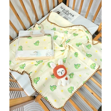 Khăn tắm muslin 4 lớp sợi tre mềm mại cho bé sơ sinh size lớn 100x110 cm Uni Baby