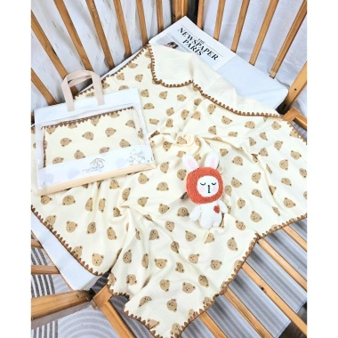 Khăn tắm muslin 4 lớp sợi tre mềm mại cho bé sơ sinh size lớn 100x110 cm Uni Baby