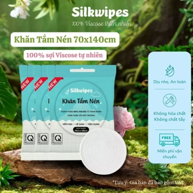 Khăn tắm nén 03 Silkwipes 70x140 cm, vải dày loại 1, dùng 1 lần, phù hợp du lịch - Giá ưu đãi 79.400 VND