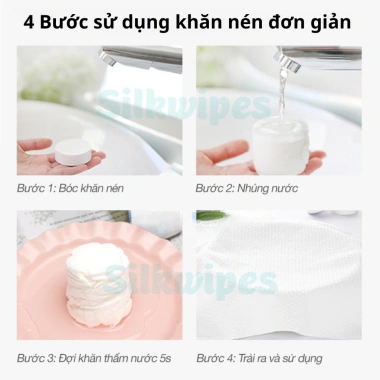 Khăn tắm nén 03 Silkwipes 70x140 cm, vải dày loại 1, dùng 1 lần, phù hợp du lịch - Giá ưu đãi 79.400 VND