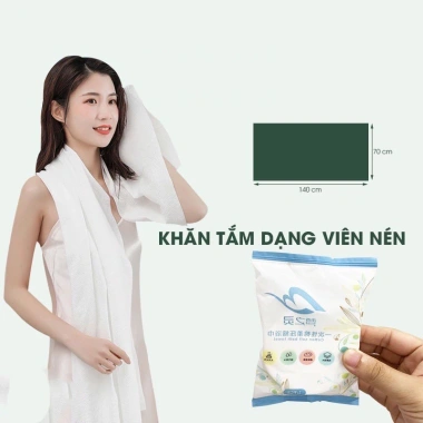 Khăn tắm nén du lịch dùng 1 lần cotton 140x70cm - Siêu mềm, giá chỉ 12.000₫