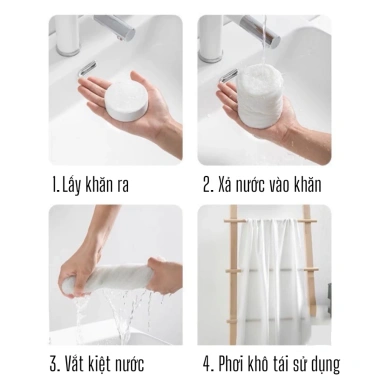 Khăn Tắm Viên Nén Lớn Cotton An Toàn Da, Dùng Nhiều Lần, Tiện Lợi Du Lịch - 13.900đ