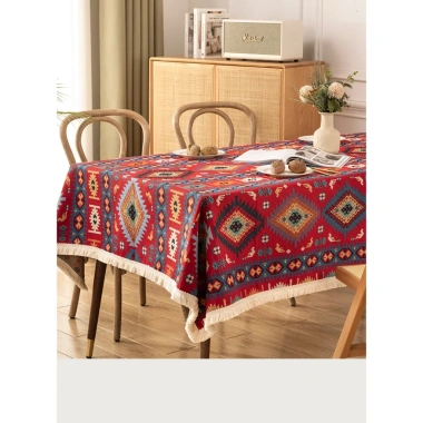 Khăn Trải Bàn Dày Dặn – Decor Dân Tộc Viền Ren, Picnic & Sofa, Giá 84.000₫