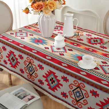 Khăn Trải Bàn Dày Dặn – Decor Dân Tộc Viền Ren, Picnic & Sofa, Giá 84.000₫