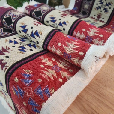 Khăn Trải Bàn Dày Dặn – Decor Dân Tộc Viền Ren, Picnic & Sofa, Giá 84.000₫