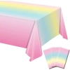 Khăn trải bàn nhựa dùng một lần Pastel Rainbow Iridescent 137x274cm - Chống thấm, tiệc cưới, sinh nhật, tiệc tắm bé