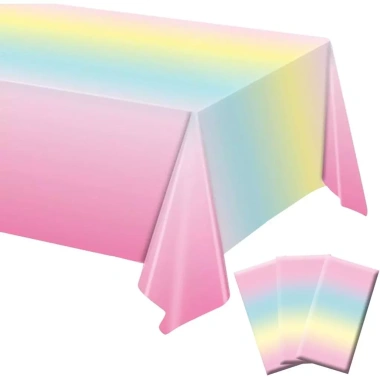 Khăn trải bàn nhựa dùng một lần Pastel Rainbow Iridescent 137x274cm - Chống thấm, tiệc cưới, sinh nhật, tiệc tắm bé