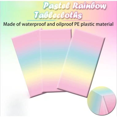Khăn trải bàn nhựa dùng một lần Pastel Rainbow Iridescent 137x274cm - Chống thấm, tiệc cưới, sinh nhật, tiệc tắm bé