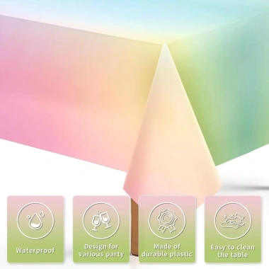 Khăn trải bàn nhựa dùng một lần Pastel Rainbow Iridescent 137x274cm - Chống thấm, tiệc cưới, sinh nhật, tiệc tắm bé 6 Khăn trải bàn nhựa dùng một lần Pastel Rainbow Iridescent 137x274cm - Chống thấm, tiệc cưới, sinh nhật, tiệc tắm bé 6