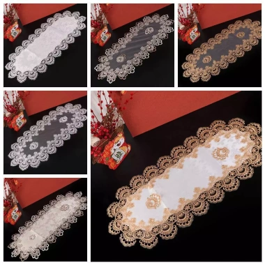 Khăn trải bàn ren ADAMESUO hình bầu dục thêu hoa Dacron - Giặt được, kiểu Châu Âu