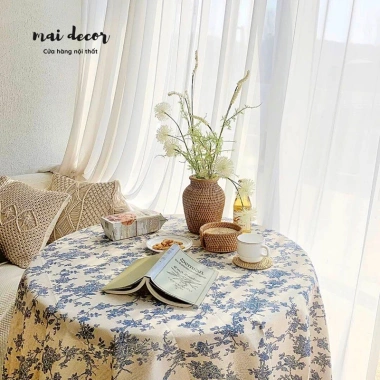Khăn Trải Bàn Vải Lanh Hoạ Tiết Hoa Vintage Đủ Màu Thảm Picnic Viền Cạnh 79.000₫