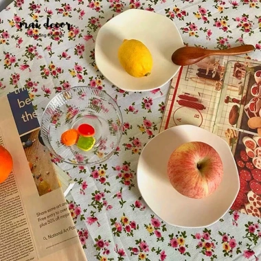 Khăn Trải Bàn Vải Lanh Hoạ Tiết Hoa Vintage Đủ Màu Thảm Picnic Viền Cạnh 79.000₫