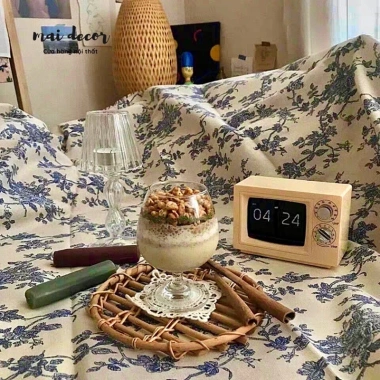 Khăn Trải Bàn Vải Lanh Hoạ Tiết Hoa Vintage Đủ Màu Thảm Picnic Viền Cạnh 79.000₫