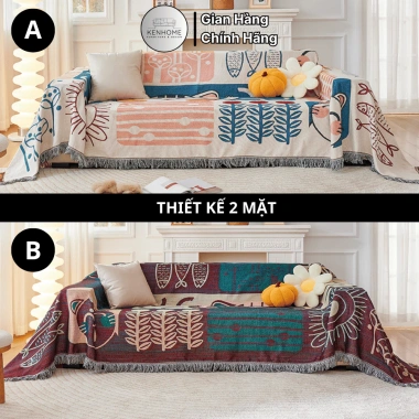 Khăn Trải Sofa 2 Mặt Họa Tiết Dễ Thương - Gấp Gọn Picnic, Trang Trí Đơn Giản, Giá 175.000đ KENHOME 3