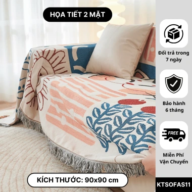 Khăn Trải Sofa 2 Mặt Họa Tiết Dễ Thương - Gấp Gọn Picnic, Trang Trí Đơn Giản, Giá 175.000đ KENHOME 10