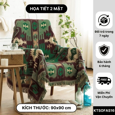 Khăn Trải Sofa 2 Mặt Xanh Rêu, Bàn Tròn & Vuông, Thảm Picnic KENHOME, Giá 175k