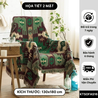 Khăn Trải Sofa 2 Mặt Xanh Rêu, Bàn Tròn & Vuông, Thảm Picnic KENHOME, Giá 175k