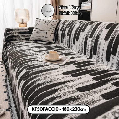 Khăn Trải Sofa Cao Cấp Đường Sọc Tone Tối - Chống Bám Bẩn, Chống Mèo Cào, Thảm Picnic Dã Ngoại KENHOME 432.5k