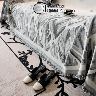 Khăn Trải Sofa Cao Cấp Lá Úa Mùa Thu - Thảm Picnic & Trải Bàn Cổ Điển KENHOME