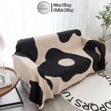 Khăn Trải Sofa Họa Tiết Hoa Nâu Sữa - Thảm Picnic Chống Bẩn 525.000đ KENHOME 2