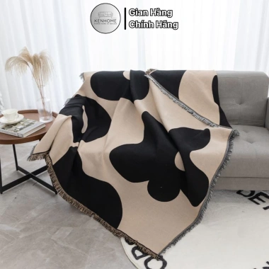 Khăn Trải Sofa Họa Tiết Hoa Nâu Sữa - Thảm Picnic Chống Bẩn 525.000đ KENHOME 4