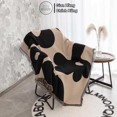 Khăn Trải Sofa Họa Tiết Hoa Nâu Sữa - Thảm Picnic Chống Bẩn 525.000đ KENHOME 5