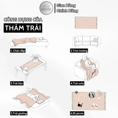 Khăn Trải Sofa Họa Tiết Hoa Nâu Sữa - Thảm Picnic Chống Bẩn 525.000đ KENHOME 7
