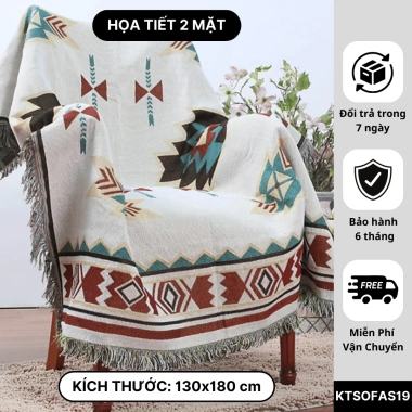Khăn Trải Sofa Thổ Cẩm 2 Mặt Ren Vintage Gấp Gọn – Thảm Picnic Kenhome