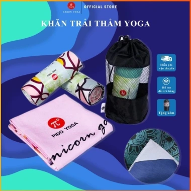 Khăn trải thảm Yoga Cao Cấp PIDO bám siêu dính - Tặng túi đựng, chỉ 245k