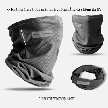 Khăn trùm chống nắng nam nữ vải lụa lạnh, đạp xe mùa hè, bảo vệ UV, chỉ 34.000đ