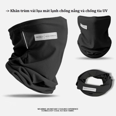 Khăn trùm chống nắng nam nữ vải lụa lạnh, đạp xe mùa hè, bảo vệ UV, chỉ 34.000đ