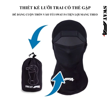 Khăn trùm đầu ninja F4 - vành gập, chống nắng, logo phản quang, thích hợp câu cá, phượt, du lịch