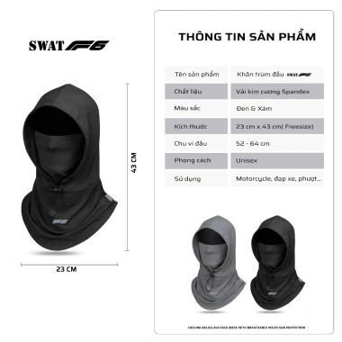 Khăn trùm đầu Swat F3 F4 - Mũ cao cấp chống nắng, gió, bụi - Giá 67.150₫