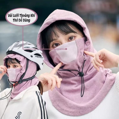 Khăn Trùm Hoodie Ninja Nữ Che Kín Mặt UPF50+ Thấm Hút Mồ Hôi Co Giãn - 89.000đ