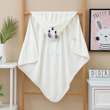 Khăn ủ quấn bé sơ sinh 80x80cm mũ thú xinh, vải mềm mại thấm hút, giá ưu đãi 90.000đ