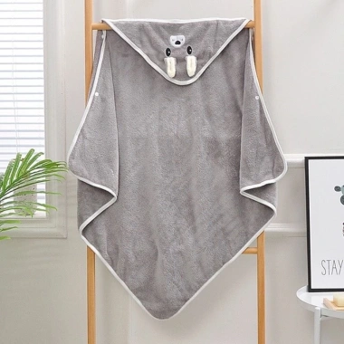 Khăn ủ quấn bé sơ sinh 80x80cm mũ thú xinh, vải mềm mại thấm hút, giá ưu đãi 90.000đ