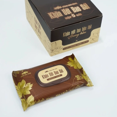 Khăn ướt Bao Sái hương trầm Bông Sen Vàng - Giải pháp sạch nhanh cho vật phẩm thờ cúng, giá chỉ 60.000đ