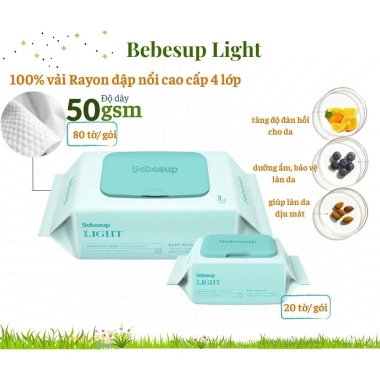 Khăn Ướt Bebesup 20 Tờ An Toàn Trẻ Sơ Sinh Nhập Khẩu Hàn Quốc - Giá 25.000₫