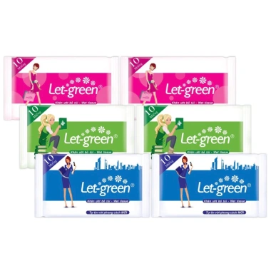 Khăn ướt bỏ túi du lịch Let‑green 10 miếng – Siêu mềm, tiện lợi, chỉ 5.500₫