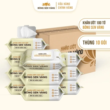 Khăn ướt Bông Sen Vàng cho bé - 100 tờ, không parabens, thương hiệu uy tín, giảm giá 95.000 VND