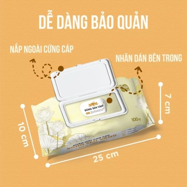 Khăn ướt Bông Sen Vàng cho bé - 100 tờ, không parabens, thương hiệu uy tín, giảm giá 95.000 VND