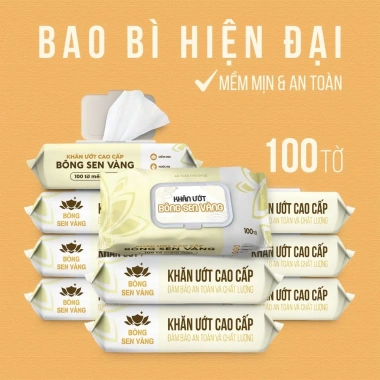 Khăn ướt Bông Sen Vàng cho bé - 100 tờ, không parabens, thương hiệu uy tín, giảm giá 95.000 VND