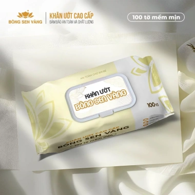 Khăn ướt Bông Sen Vàng cho bé - 100 tờ, không parabens, thương hiệu uy tín, giảm giá 95.000 VND