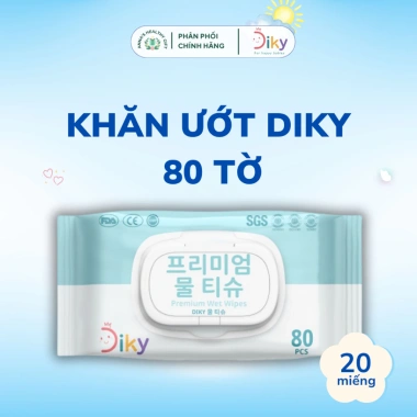 Khăn Ướt Diky 80 Tờ Gói Lớn Siêu Tiết Kiệm, Không Mùi, Mềm Mịn Cho Da Nhạy Cảm Giá 29.000đ