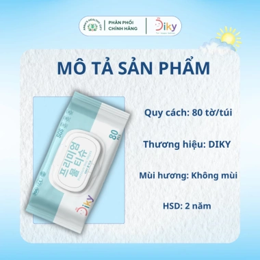 Khăn Ướt Diky 80 Tờ Gói Lớn Siêu Tiết Kiệm, Không Mùi, Mềm Mịn Cho Da Nhạy Cảm Giá 29.000đ