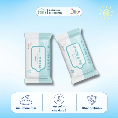 Khăn Ướt DiKy gói nhỏ 20 tờ siêu mềm mịn không mùi - an toàn cho bé, giá 12.000₫ 4 Khăn Ướt DiKy gói nhỏ 20 tờ siêu mềm mịn không mùi - an toàn cho bé, giá 12.000₫ 4