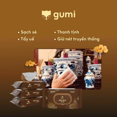 Khăn ướt Gumi 20 gói - Sái hương trầm, làm sạch vật phẩm thờ cúng, 22.000₫ 4