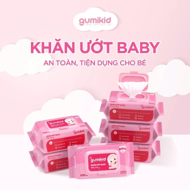 Khăn ướt Gumi không cồn, không parabens cho bé - Thùng 10 gói KID chỉ 102.000đ